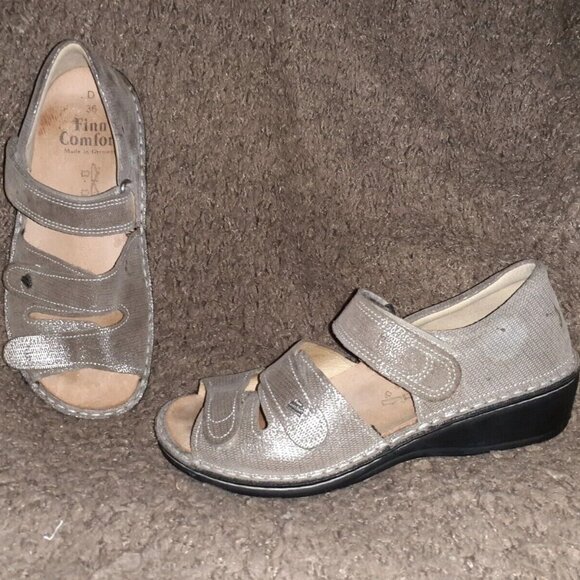 FINN COMFORT-Waldi-Hook Loop-Metallic Nubuck Leather-Size 36D-Excellent - Picture 1 of 7